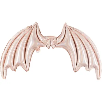 Fóliová balónová křídla netopýra růžová holografická 85x50 cm na záda
