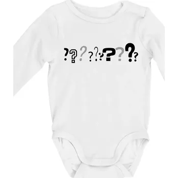 Otazníky ???? když prostě nevíš - Body kojenecké s dlouhým rukávem - Dlouhý r. do 3 měs ( Bílá )
