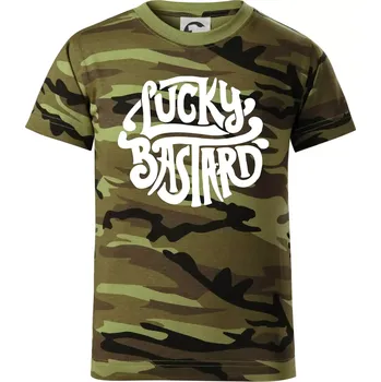 Lucky Bastard - Dětské maskáčové triko - 134 cm/8 let ( Zelený maskáč )