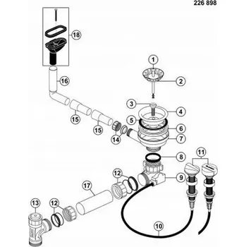 Sifon Sifon pro JEDNOKOMOROVÝ dřez s horním PŘEPADEM Blanco 226898 automat 55