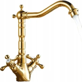 Vodovodní baterie Umyvadlová baterie stojánková CHDE Retro Gold zlatá