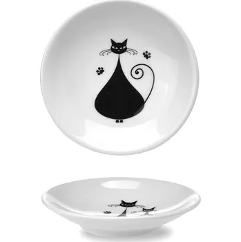 Dekorace porcelánu Atelier Pešatová Mistička 10 cm na máslo, džem nebo čajový sáček - Black Cats