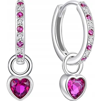 Náušnice Stříbrné náušnice pro dívky, kroužky se srdíčky, stříbro o ryzosti 925