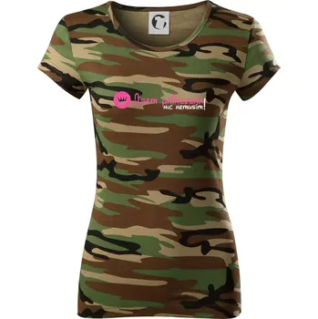 Jsem princezna, nic nemusím!¨ - Dámské maskáčové triko - L ( Hnědý maskáč )