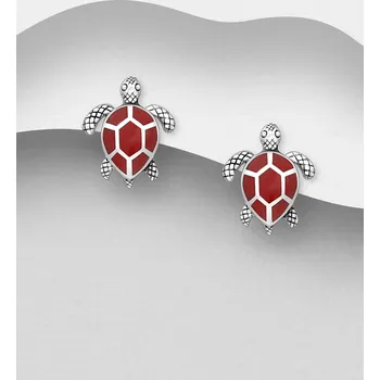 Náušnice Stříbrné náušnice s motivem želvy z oxidovaného stříbra 925, zdobené pryskyřicí