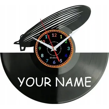 Hodiny Zeppelin Vaše jméno Nástěnné hodiny Vinylová deska Moderní Dekorativní Na