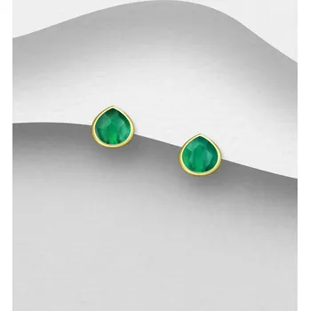 Náušnice Stříbrné náušnice , zdobené onyxem a pokovené 18karátovým zlatem