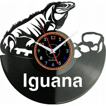 Hodiny Nástěnné hodiny Ještěrka Iguana - Vinylová deska - Moderní dekorace
