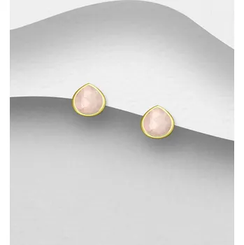 Náušnice Stříbrné náušnice , zdobené růženínem a pokovené 18karátovým zlatem