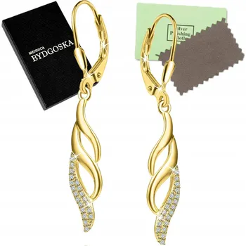 Náušnice STŘÍBRNÉ NÁUŠNICE DLOUHÉ VISACÍ ZLATÉ PRO ŽENY 925