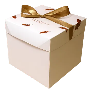 Krabička na výslužku Dárková krabička se zlatou mašličkou 16,5x16,5x16,5 cm