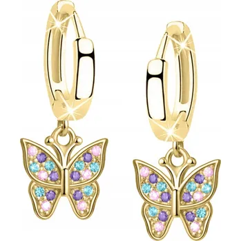 Náušnice NÁUŠNICE ZLATÉ MOTÝLKY PRO DÍVKY DĚTI ANGLICKÉ STŘÍBRO O RYZOSTI 925