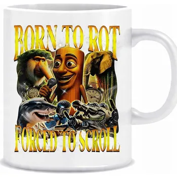 Bílý hrnek 330 ml s potiskem Italian Brain Rot Born to rot