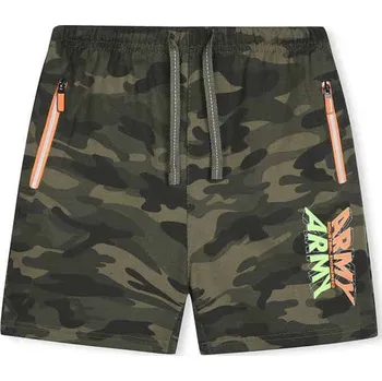 MASKÁČOVÉ KRAŤASY Velikost: 140, Barva: Maskáč/ oranžový zip