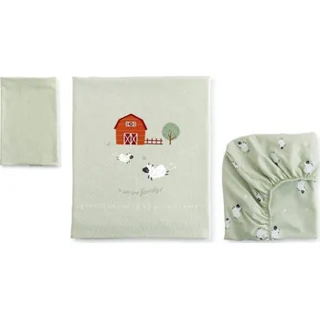 Povlečení bonjourbébé 3-dílná bavlněná sada do kolébky 80x50 cm Funny Farm