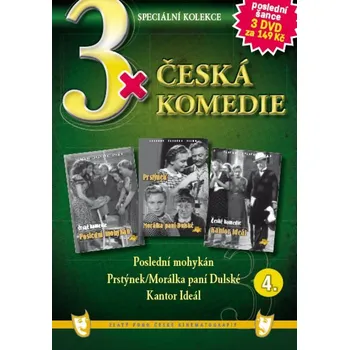 3x Česká komedie 4: Poslední mohykán, Prstýnek + Morálka paní Dulské, Kantor Ideál /papírové pošetky/ - 3x DVD v balení Kolekce