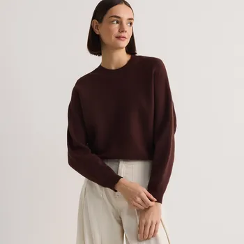 Dámský svetr Reserved - Svetr regular s viskózou - tmavě hnědá - 6605B-89X - 6605B-89X-M-3