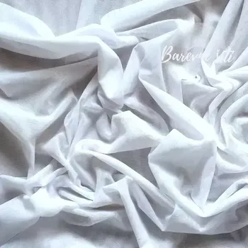 Tyl elastický Bílý, Polyamid (E) (Jemný pružný tyl)