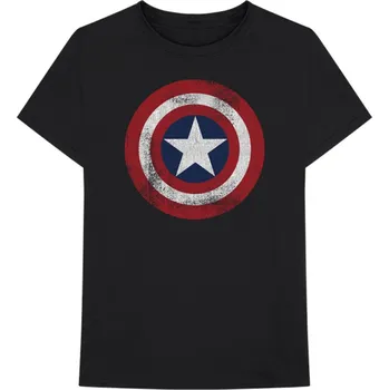 Captain America - Distressed Shield Marvel - Tričko unisex černé - S