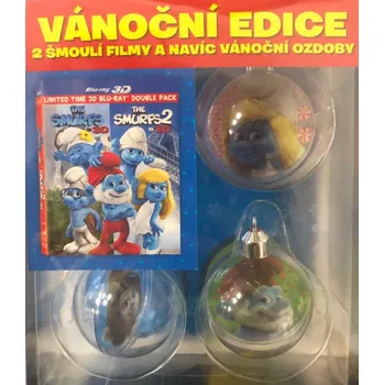 DVD film Šmoulové 3D 1+2 (+ 3x vánoční koule) - 2x Blu-ray v krabičce, 2011