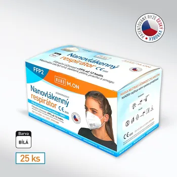 DVD film NANO M.ON (25 ks) - Antivirový "CE" nanorespirátor EN 149:2001 FFP2 NR - bílá barva (nanomon) + hřebínek zdarma - Respirátor