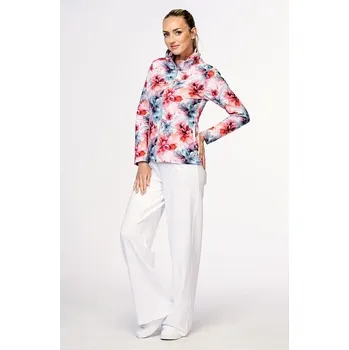 Dámské kalhoty Bílé široké teplákové dámské kalhoty s gumou v pase 317 délka normální velikost XL