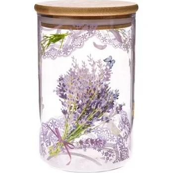 Dóza na potraviny Dakls Skleněná dóza s bambusovým víčkem 840 ml