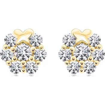 Náušnice Náušnice ze 14K zlata s motivem květiny a jemného motýla