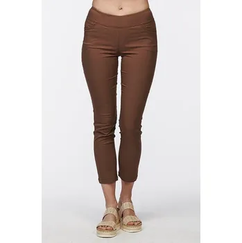 Dámské kalhoty Elegantní hnědé dámské kalhoty nad kotníky 364 mic délka normální velikost S