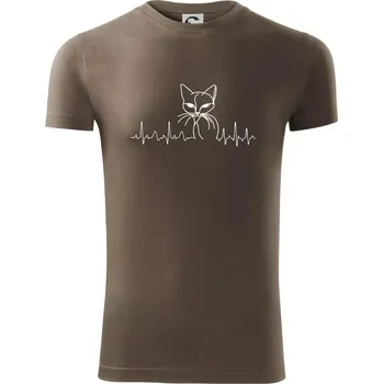 EKG křivka kočka - Viper FIT - Pánské zůžené tričko - S ( Army )