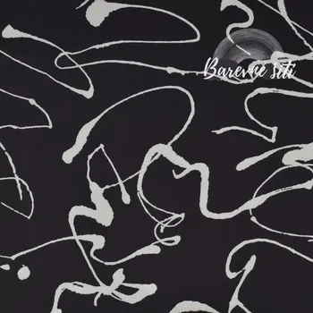 Hedvábí Dubaj, Bílé čáry na černé (E) (Hedvábná lehká vzdušná šatovka)