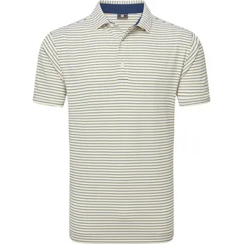 Pánské tričko Footjoy Balance Stripe Lisle Mens White/Navy/Grey/Taxi XL Polo košile