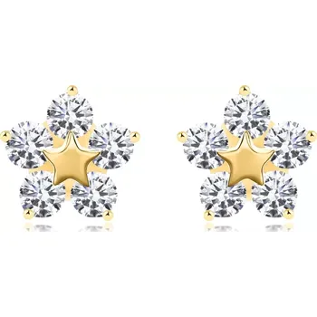 Náušnice Náušnice ze 14K zlata s motivem hvězdy a čirými zirkony