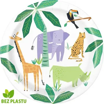 Party nádobí Papírové talířky zvířecí safari Ø 23 cm, 8 ks