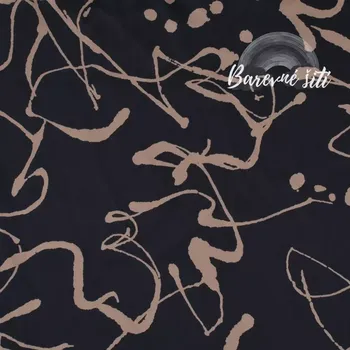 Hedvábí Dubaj, Béžové čáry na černé (E) (Hedvábná lehká vzdušná šatovka)