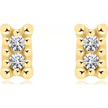 Náušnice Náušnice ze 14K zlata s dvojicí briliantů v obdélníkovém provedení