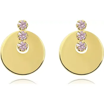 Náušnice Náušnice ze 14K zlata s růžovými zirkony a kruhovým motivem
