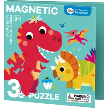 Dřevěná hračka Magnetické svítící puzzle 3v1 Dinosauři