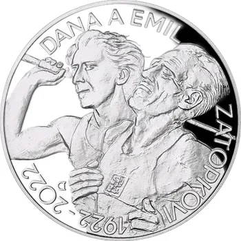 Česká mincovna Stříbrná mince 200 Kč Dana a Emil Zátopkovi 100. výročí narození 2022 Proof 13 g