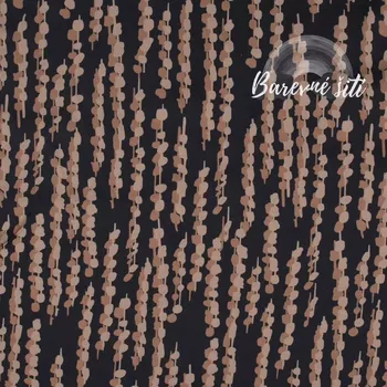 Hedvábí Dubaj, Béžové větvičky na černé (E) (Hedvábná lehká vzdušná šatovka)