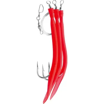 Umělá nástraha Aquantic návazcový systém Rubber Makk 4/0 červená