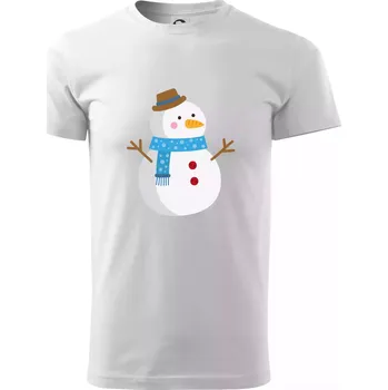 Pánské tričko Sněhulák se šálou - Klasické pánské triko vyšší gramáže - L ( Bílá )