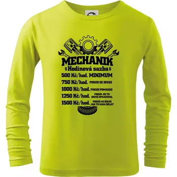 Chlapecké oblečení Mechanik - hodinová sazba - Triko dětské Long Sleeve - 134 cm/8 let ( Limetková )