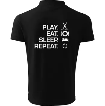 Pánská košile Play eat sleep repeat pozemní hokej - Polokošile pánská Pique Polo 203 - 5XL ( Černá )