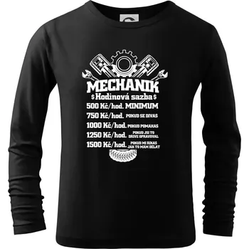 Chlapecké tričko Mechanik - hodinová sazba - Triko dětské Long Sleeve - 122 cm/6 let ( Černá )