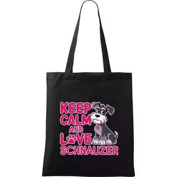 Nákupní taška Keep calm and love Schnauzer - Taška bavlněná - 42 x 38 cm ( Černá )