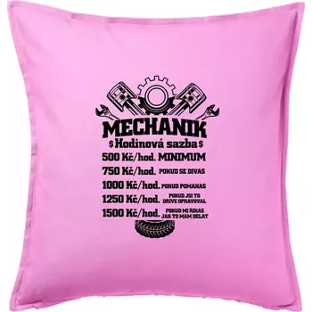 Polštář Mechanik - hodinová sazba - Polštář 50x50 - 50x50 - Pouze potah ( Růžová )