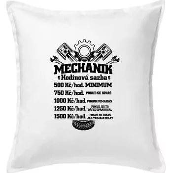 Polštář Mechanik - hodinová sazba - Polštář 50x50 - 50x50 - Pouze potah ( Bílá )