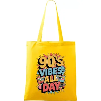 90s vibes all day - Taška bavlněná - 42 x 38 cm ( Žlutá )