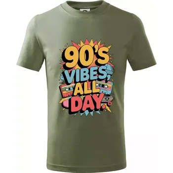 90s vibes all day - Tričko dětské bavlněné - 158 cm/12 let ( Khaki )